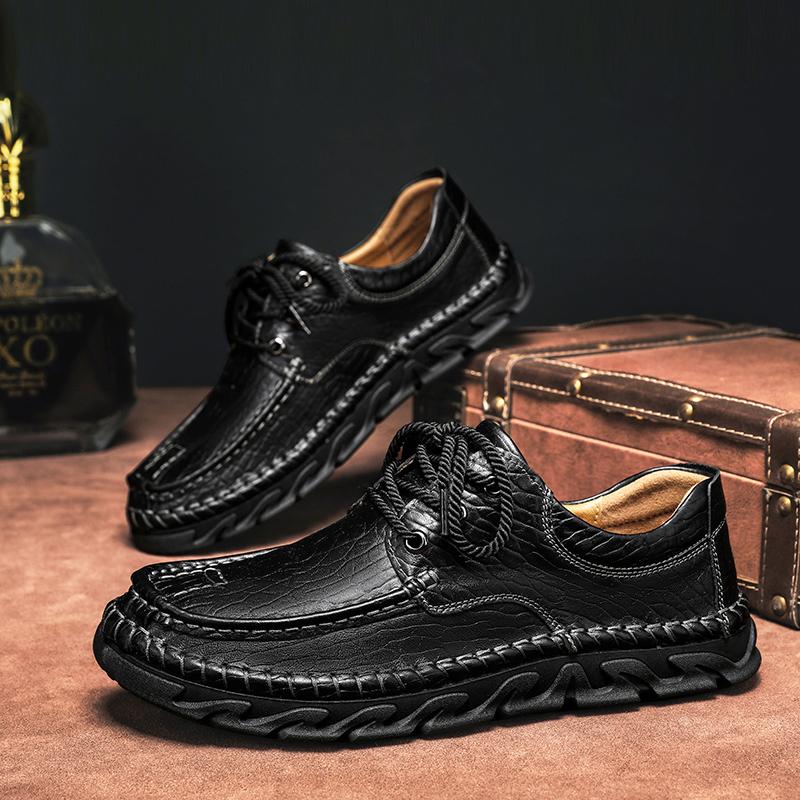 Luxury Brand Men Hiking Shoes High Quality Genuine Leather Shoes Handmade Man Casual Shoes Non-Slip Leisure Men Treking Footwear