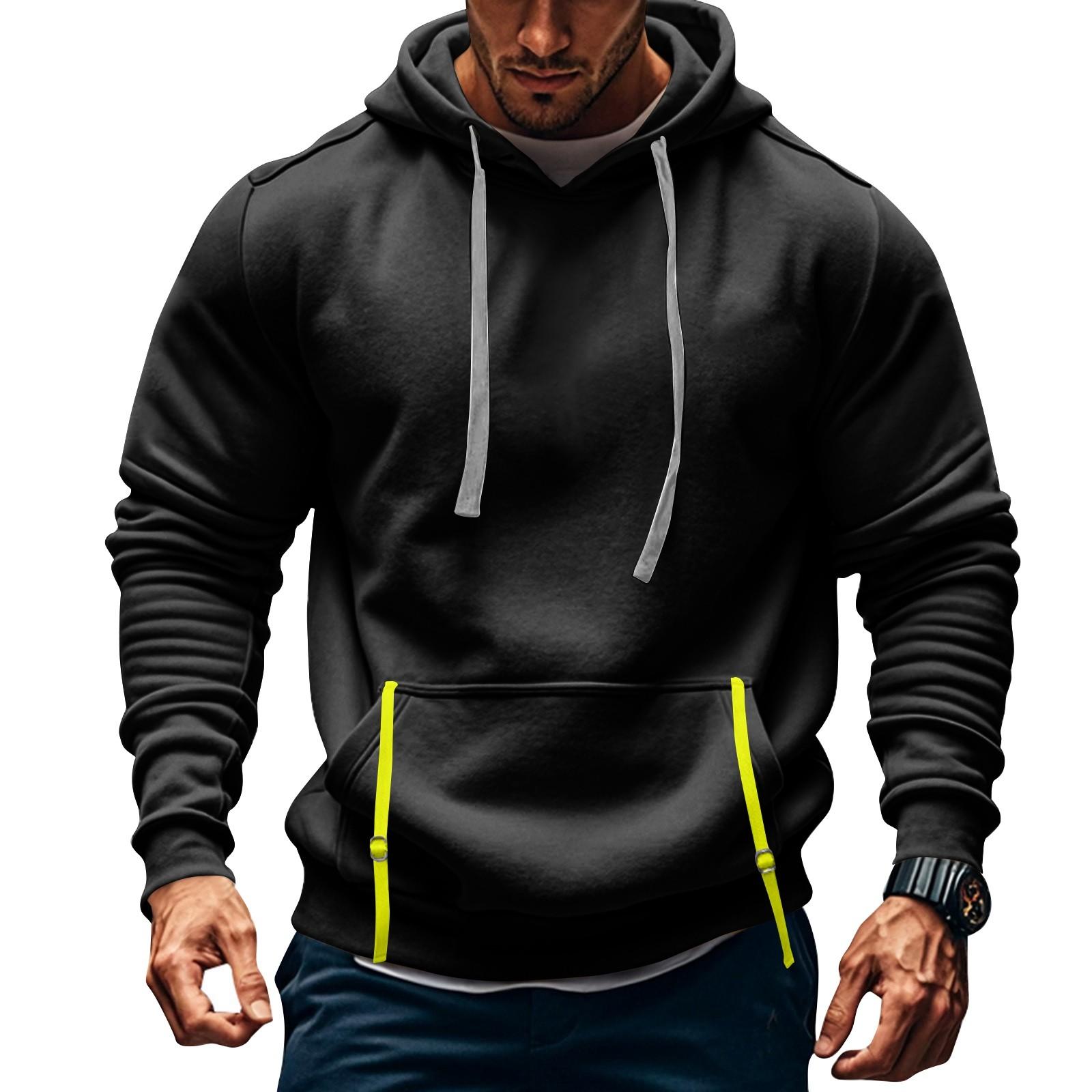 

Мужская толстовка с капюшоном на молнии, карманный кардиган, мужская спортивная повседневная толстовка большого размера XXXL чёрный