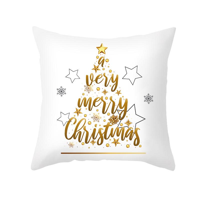 Platinum Christmas Pillow Cover New Peach Skin Printed Holiday Pillow Home Cushion