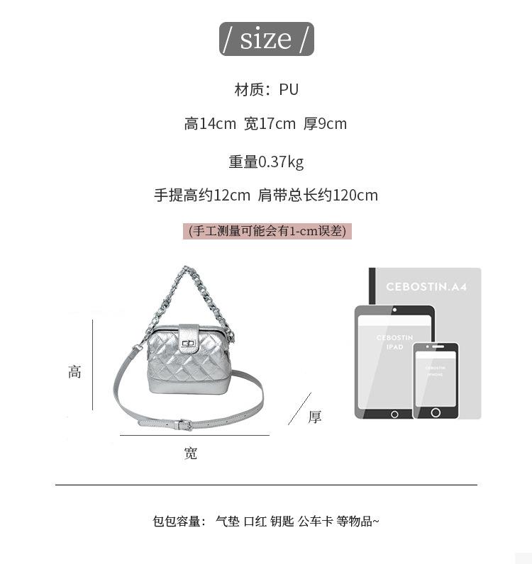 Niche Silver Bag Women's 2025 New Trendy Fashion High-end Shoulder Bag Diamond Chain Messenger Bag