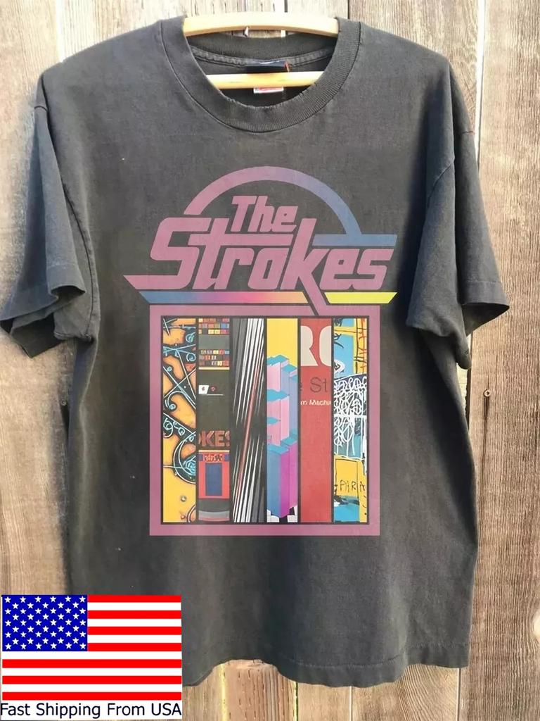 The Strokes Band T-shirt Rock Band Tee Charcoal Unisex T- shirt Men Women