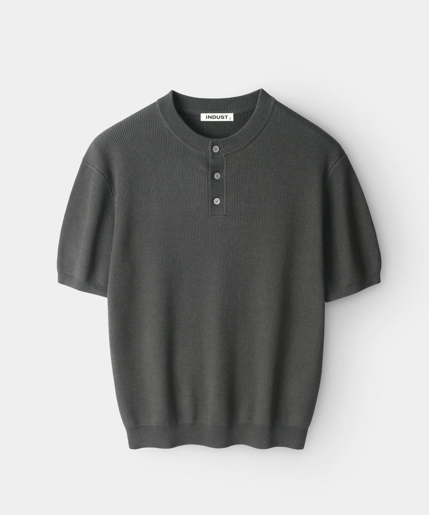 INDUST Crop Muscle Henley Neck Half Knit_4 Colors