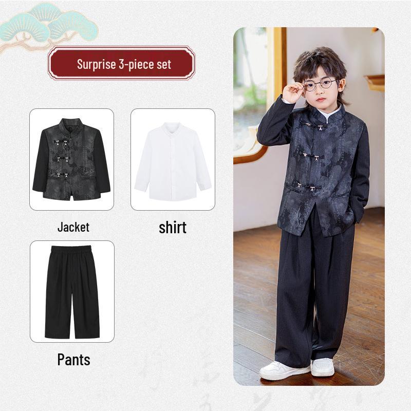 

Дитячий новий китайський вишитий костюм - Весняно-осіння сукня та чоловічий ханьфу для виступів 140cm, 55-67 jin