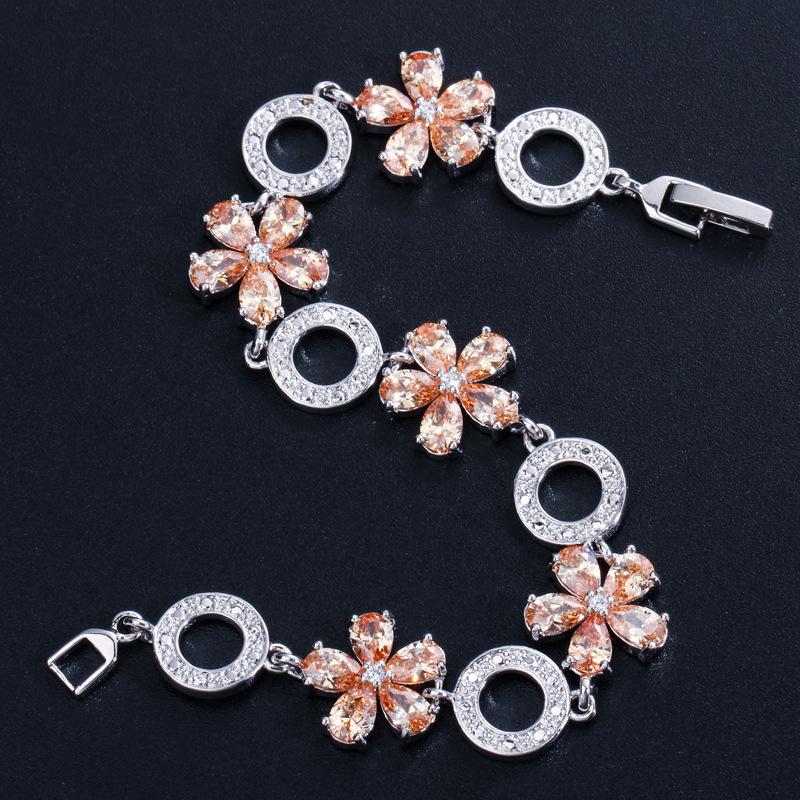 S0125 Small Fresh Flower Hand Jewelry, Full Of Zircon Bracelets, Multi-Color Optional