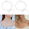 Bowknot Neckchain Girl Simple Imitation Pearls Choker Chain Aesthetic Jewellery