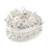 Heart Shape Rings Earring Storage Container With Gemstones And Pearls Decoration