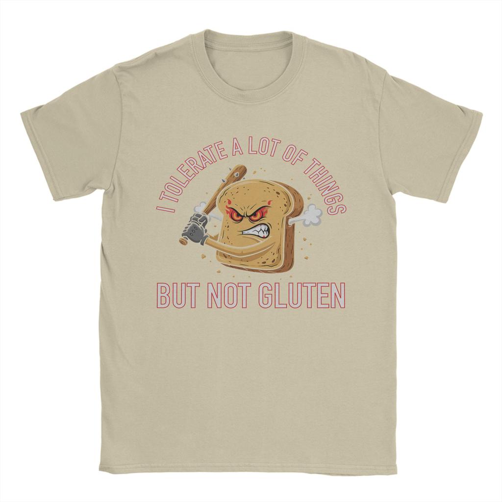 Funny I Tolerate A Lot of Things But Not Gluten T Shirts Men's  100% Cotton Fashion Round Collar  Tees Short Sleeve Clothes