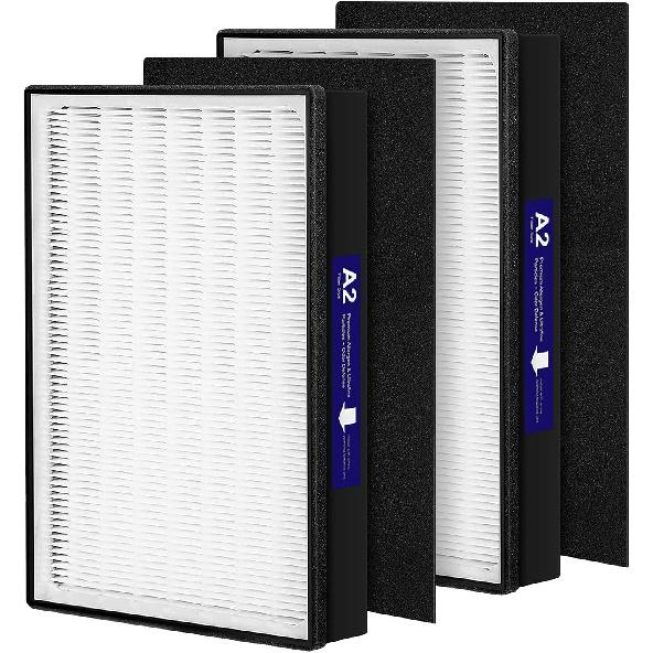 2 Pack A2 HEPA Replacement Filter Compatible with 3M Filtrete Room Air Purifier Models FAP-C02-A2, FAP-C03-A2, FAP-T03-A2, Part # 1150101