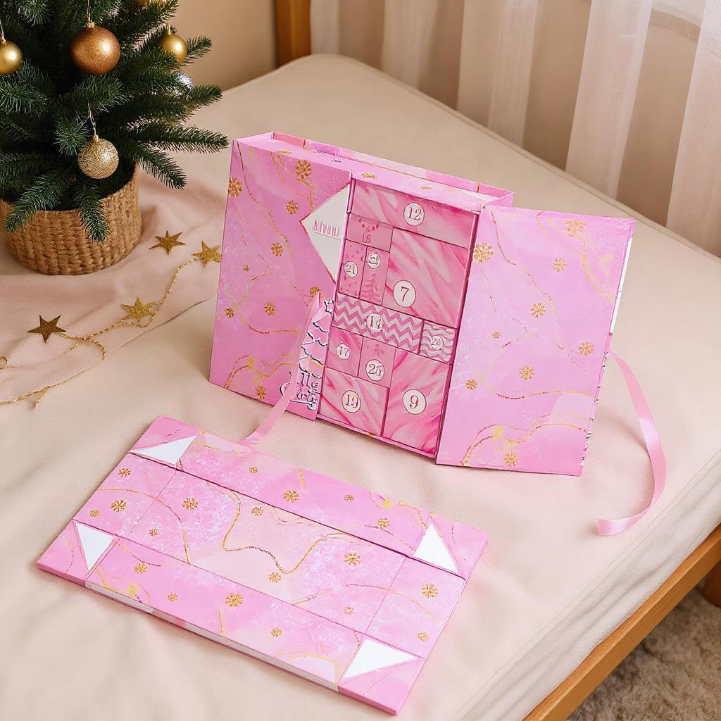 Countdown To Christmas Candy Box Refillable Foldable 24-Day Christmas Count-Down For Kids Teen Adult Men Women Boys Girls