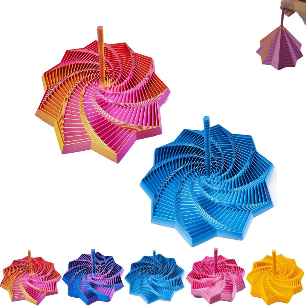 Odaklanma ve Rahatlama İçin 3D Baskılı Genişletilebilir Duyusal Fidget Yıldızı, Renkli Dönen Spiral Tasarım, Stres Giderici Masa Oyuncak