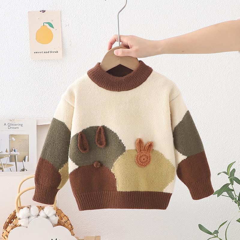 

Детская одежда Свитер для малыша Зимний Бархатный Утепленный Мальчик Малыш Вязаный С Длинным Рукавом Топы Свитеры 90cm