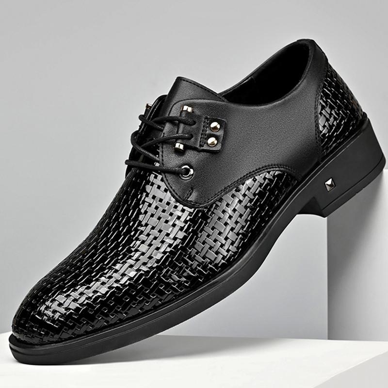 Gentleman Summer New Men's Black White Breathable Knit Pattern Oxford Shoes Designer Formal Wedding Dress Homecoming Footwear