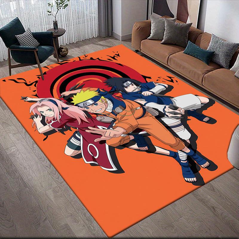 Naruto Konoha Full Members Anti-Slip Rug, Rectangular Carpet for Bedroom & Entertainment Space