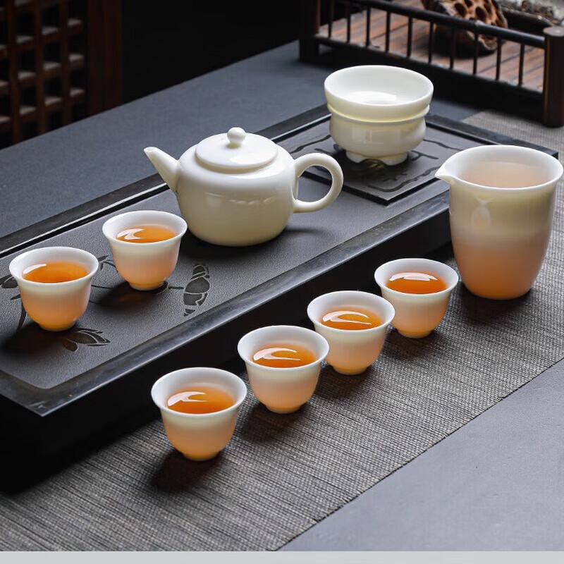 10-Piece Suet Jade White Porcelain Tea Set
