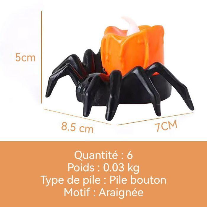 Bougie LED sans flamme - AIMOONSA - Motif araignée - Lot de 6 - Orange - Piles bouton (7 x 8,5 x 5 cm)