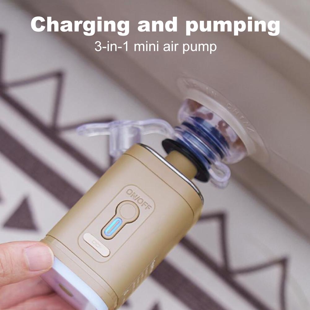 Electric Air Pump Cordless Air Pump USB Rechargeable Air Mattress Pump with 5 Nozzles Quick-Fill Inflator Pump for Pool Floats