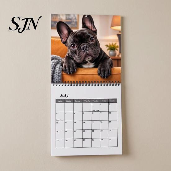 2027 Wall Calendar French Bulldogs Calendar, Jan.2027 - Dec.2027 12 Monthly Planner, Cute Thick Paper Planner Dogs Hanging for Home Office, Gifts Dog