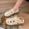 White big head ugly cute Boken half slippers 2025 summer new baotou hollowed Mori versatile Roman sandals women