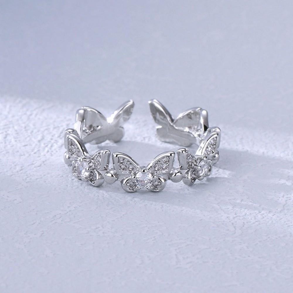 Minimalist Style Zircon Rings Vintage Finger Rings Stackable Butterfly Rings Girls Jewelry