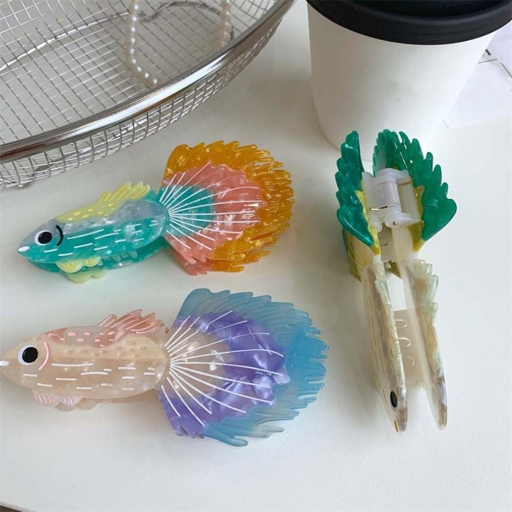 Fish Guppy Hair Claw Acrylic Acetic Acid Hair Claw Personalized Silver Arowana Shark Clip  Daily