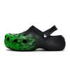 High Street Ink Splash Future Technology Stepping On Soft Hole Shoes Women's Black Green