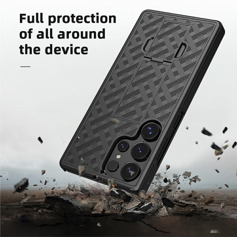 Pro pouzdro Samsung Galaxy S25 Ultra PC+TPU Posuvný kryt obrazovky Stojánek Kryt telefonu s klipem