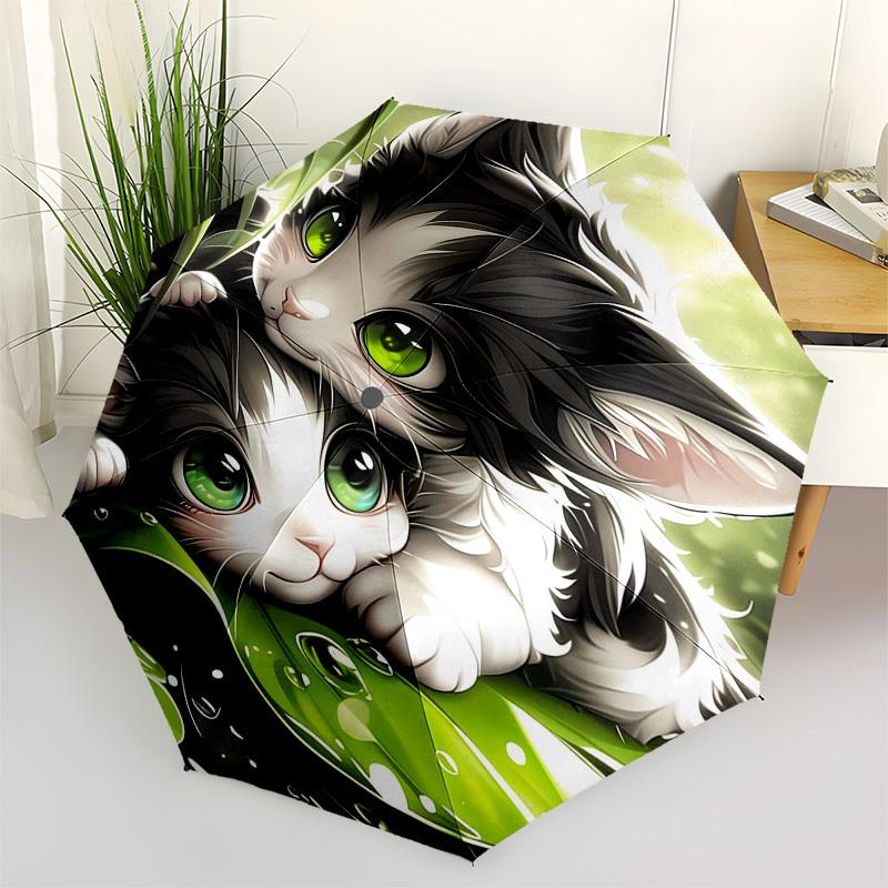 

Kittens, Forest Themed Automatic Opening and Closing Umbrella, Compact Travel Umbrella, Lightweight and Portable, Suitable for Beach Commuti
