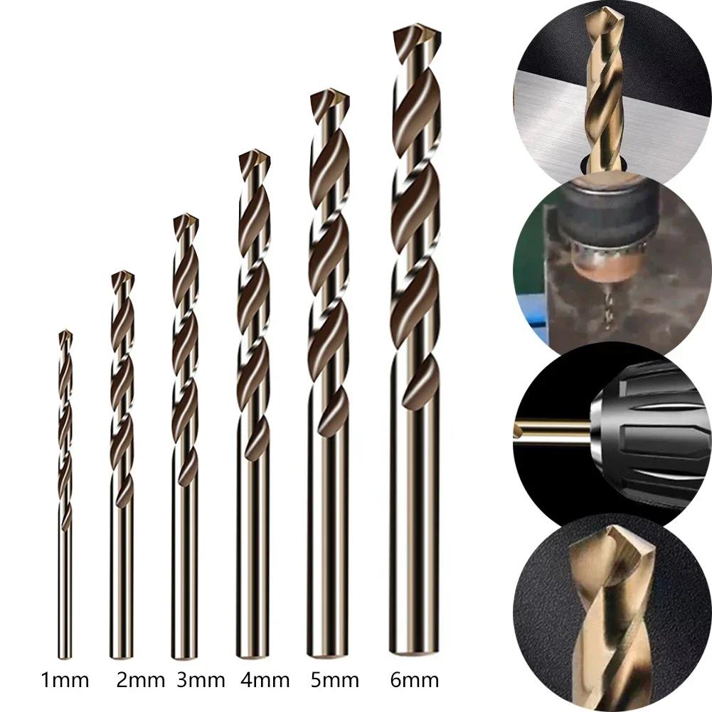 6pcs HSS M35 Cobalt Drill Bits Set Round Shank Drill Bit For Wood &Metal Stainless Steel Iron Drilling Hole Opening Tools