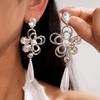 DIGADAGU Legierung Imitation Perle Strassstein Blume Hängende Ohrringe Neue Einfache Luxus Ohrringe Damen Party Zirkon Accessoires