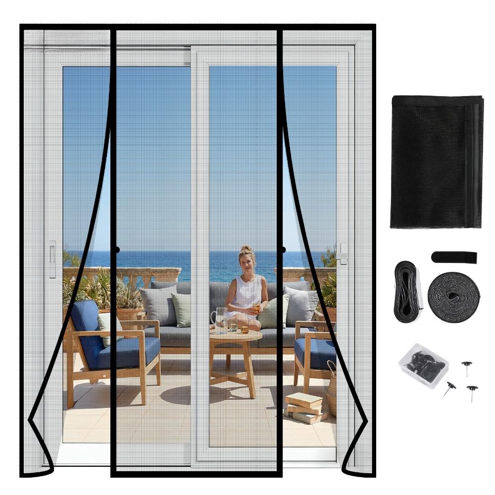 

Double Door Mesh Screen Magnetic Closure Magnet Bug Screens for Doorway French Sliding Door Self Closing Fiberglass Mosquito Net 157x208CM чёрный