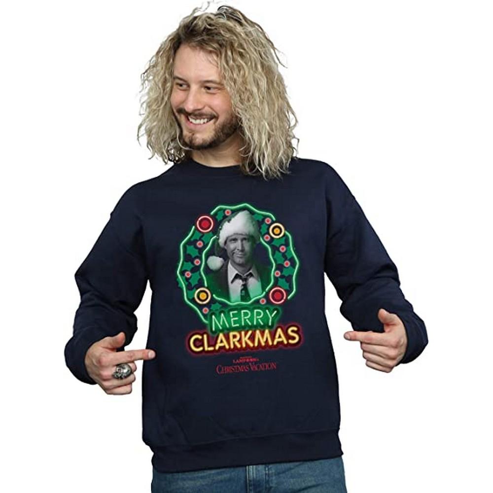National Lampoon´s Christmas Vacation Mens Greyscale Clarkmas Christmas Sweatshirt