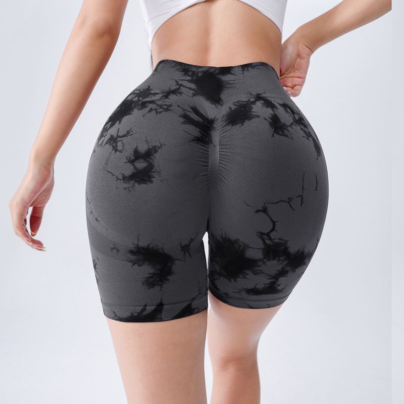 Fitness Shorts for Women, Quick-Dry, European and American Style, Tummy Control, Running Sports Shorts, Tie-Dye Yoga Wear with a Stylish Design