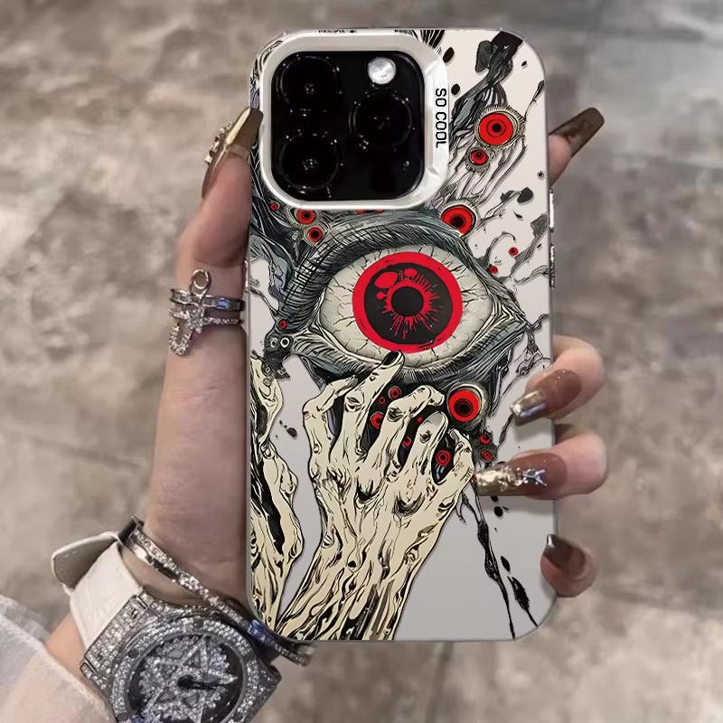 Spooky Style Eye Pattern Phone Case For iPhone 16 15 14 13 12 11 Pro Max 7 8 Plus XR XS Max Shockproof Silicone Plating Cover