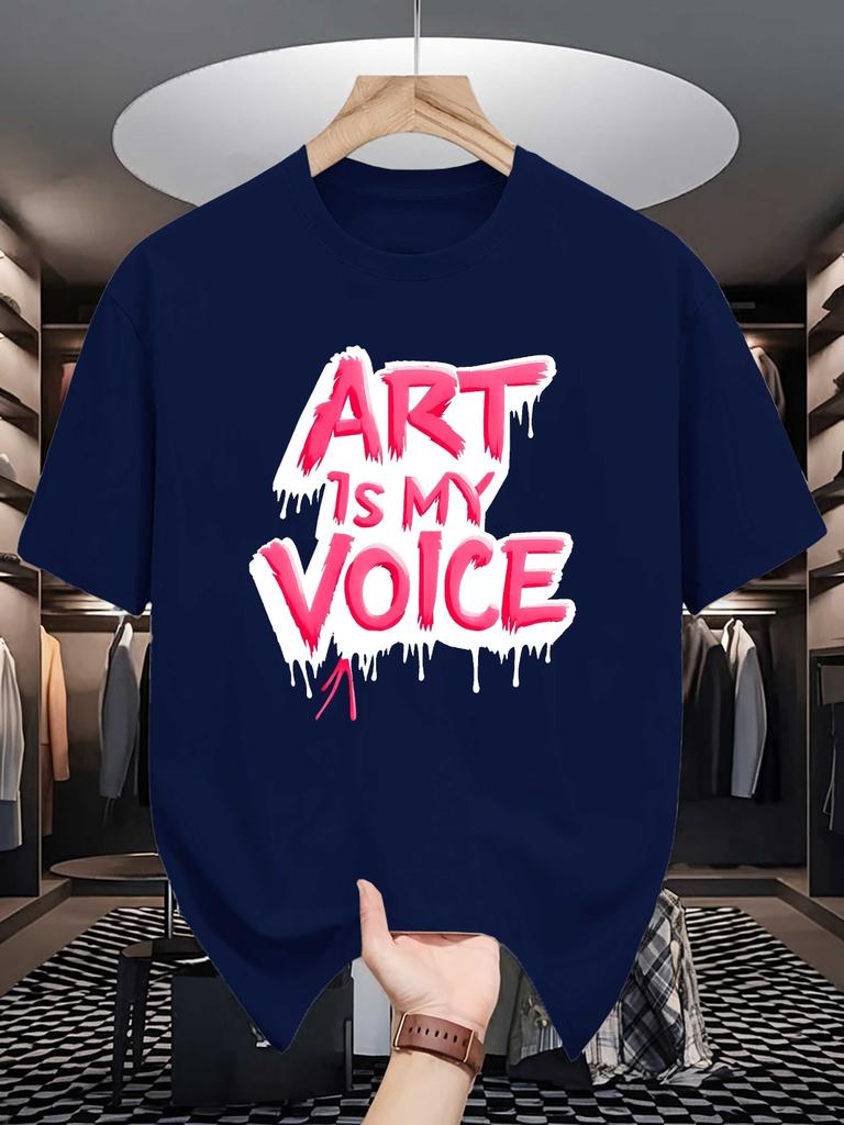Drip Graffiti Letter Graphic Unisexs Crew Neck T Shirt Art Is My Voice Artist Slogan Print Short Sleeve Casual Cotton Daily Street