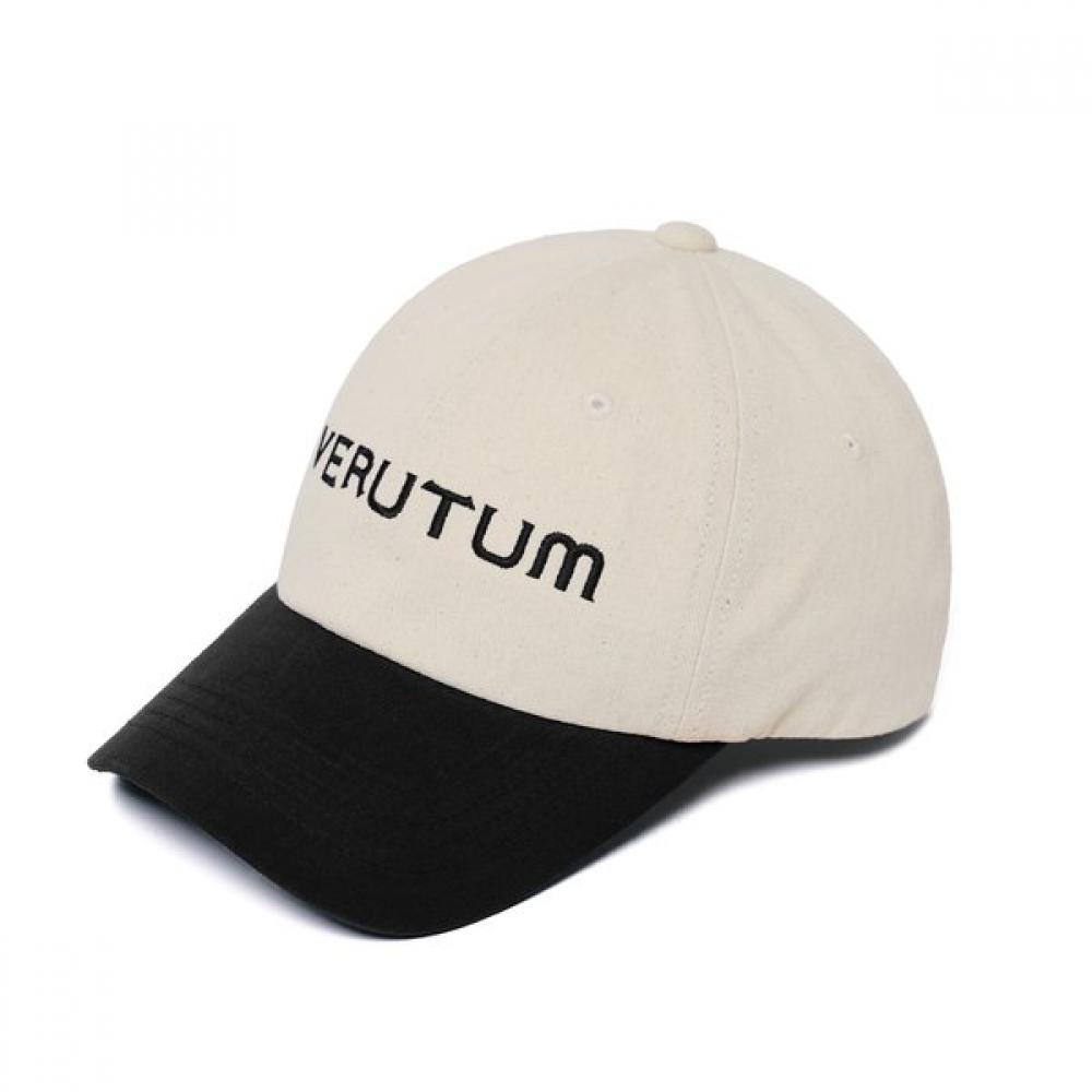 Verutum Front Logo Two Tone Bio Washing Cap Ivory Black Hw Bc009b Single option