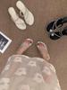 Ladies Sparkling One Word Summer with French Fairy Cool Slippers for Outer Wear, Fine Strap, New Flat Sandals, Water Diamond Set, Toe