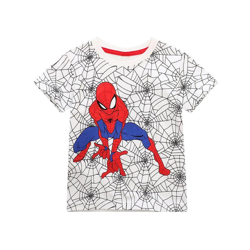 Children's Wear Baby Spider-Man Casual White Half Sleeve T-shirt