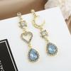 Baroque Moon Hollow Love Blue Water Drop Earrings Versatile Earrings
