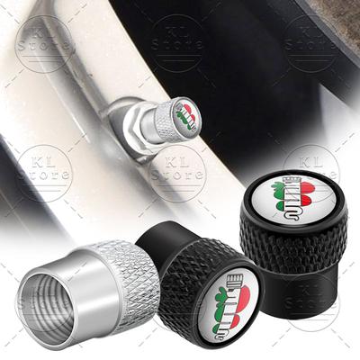 4 Stuks Auto Buitenkant Logo Metaal Wiel Band Ventieldopjes Steel Case Stofkappen Voor Sportiva 159 Stelvio Giulia Giulietta