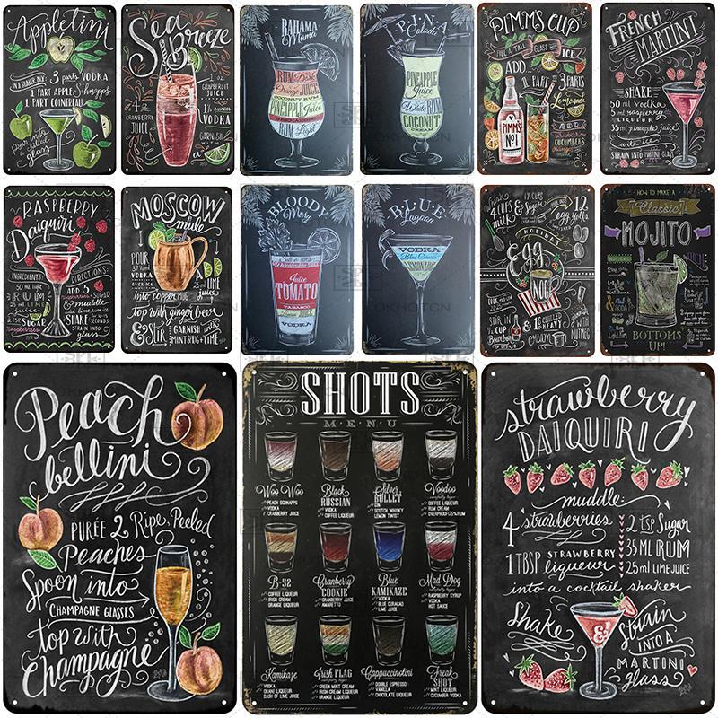 

Потертый шик Декор Металлические вывески Коктейльная табличка Металлическая винтажная жестяная вывеска Pin Up Винтажное украшение для бара Металлический плакат Металлическая пластина для паба
