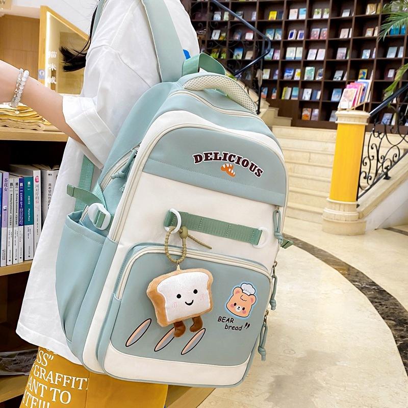 Korean Version Ins Style High-value Backpack Fashionable Large-capacity Schoolbag Junior High School High School College Student Schoolbag Female