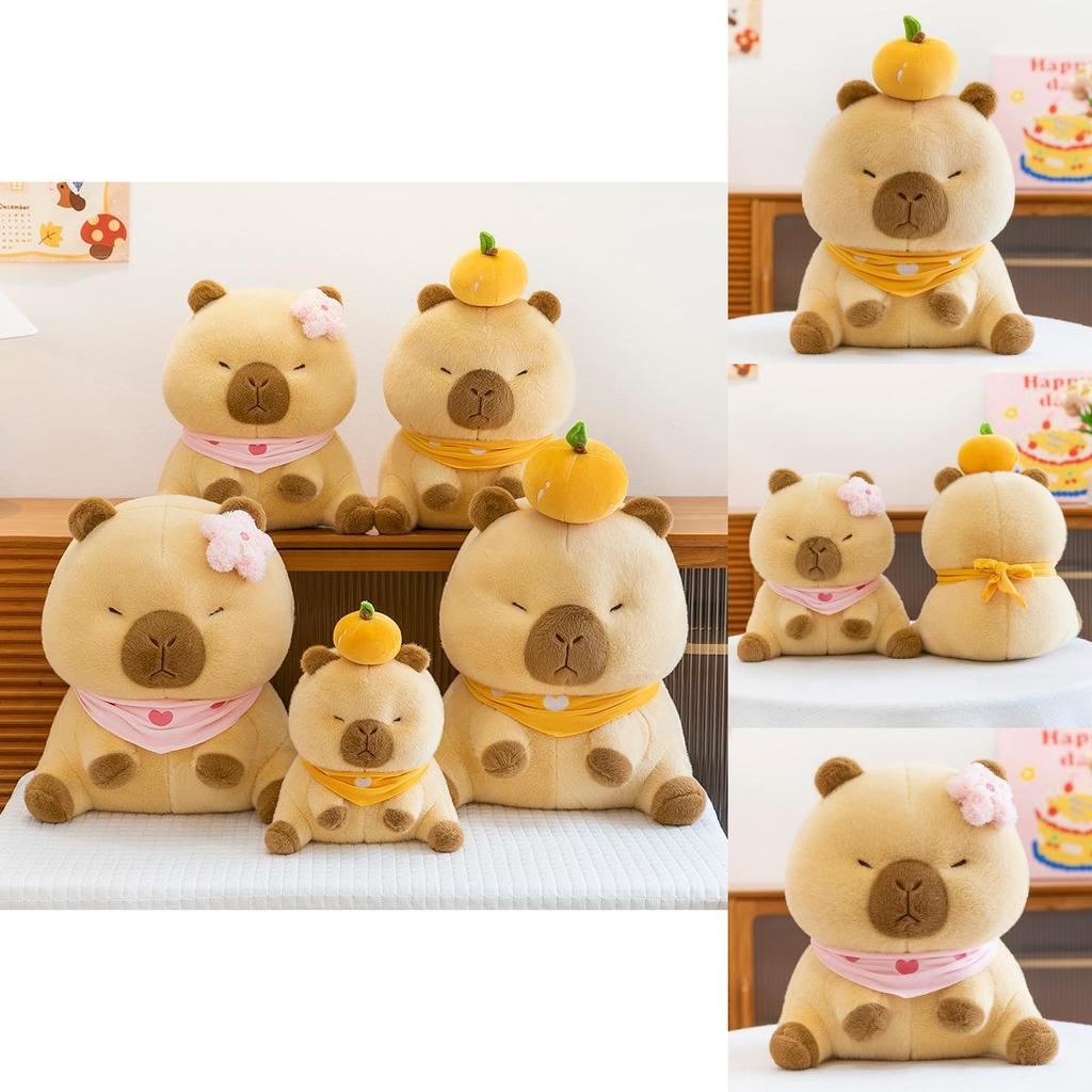 Capybara Plush Toy With Summer Scarf For Kids And Couples