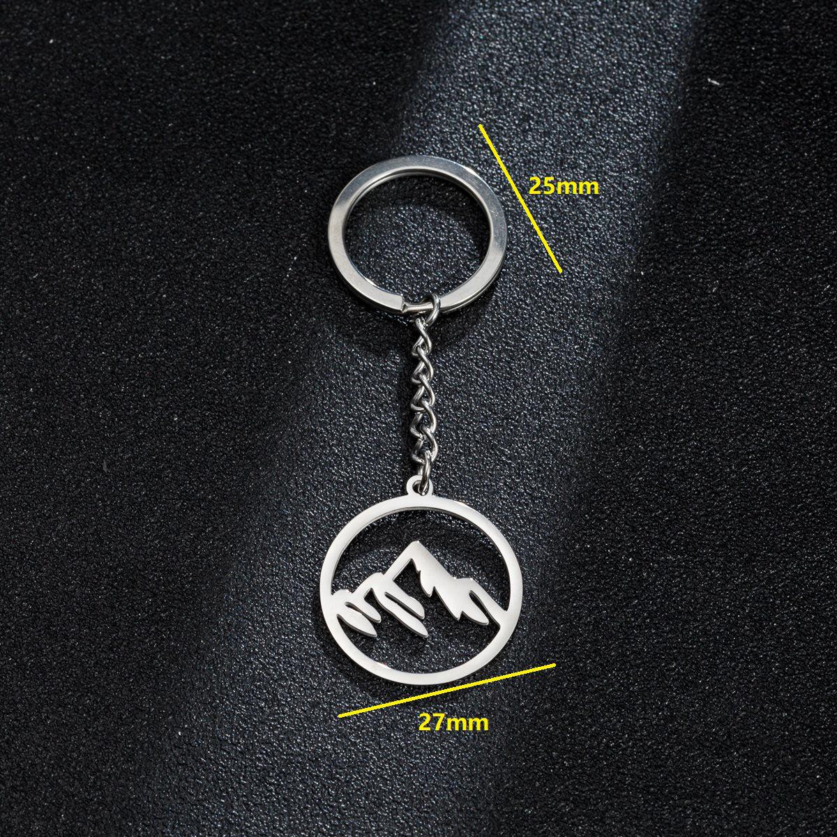 Stainless Steel Non-fading Hollow Snow Mountain Keychain Pendant