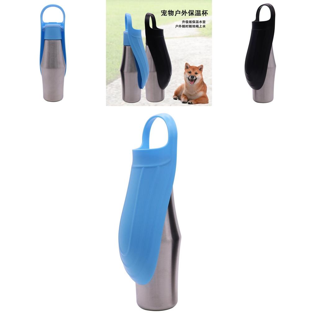 Portable Stainless Steel Pet Travel Water Bottle Non-leak Dog Water Dispenser For Outdoor Trips Black