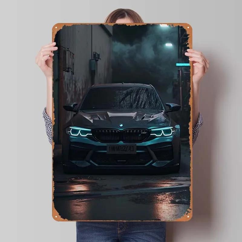 BMW Schild Oldtimer Poster Retro Metall Blechschild Plakette für Garagen Wandkunst Dekoration Kaffee Bar Vintage Heimdeko Artikel Zimmer