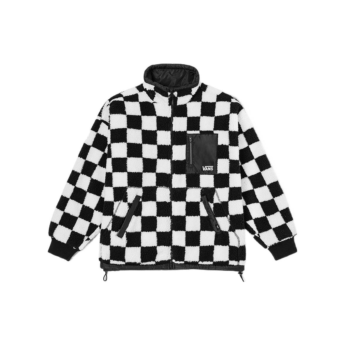 Vans Checkerboard Sherpa Fleece Jacket Black White Unisex VN00091BBSU L