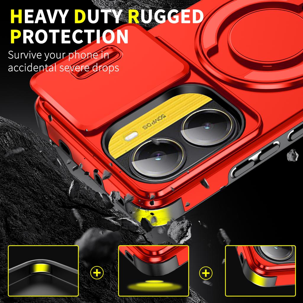 Shockproof Magnetic Case for Xiaomi POCO X7 Pro X6 Pro F7 Ultra C71 C75 M6 Poco X7Pro Pocox7 Slide Camera Lens Stand Protection