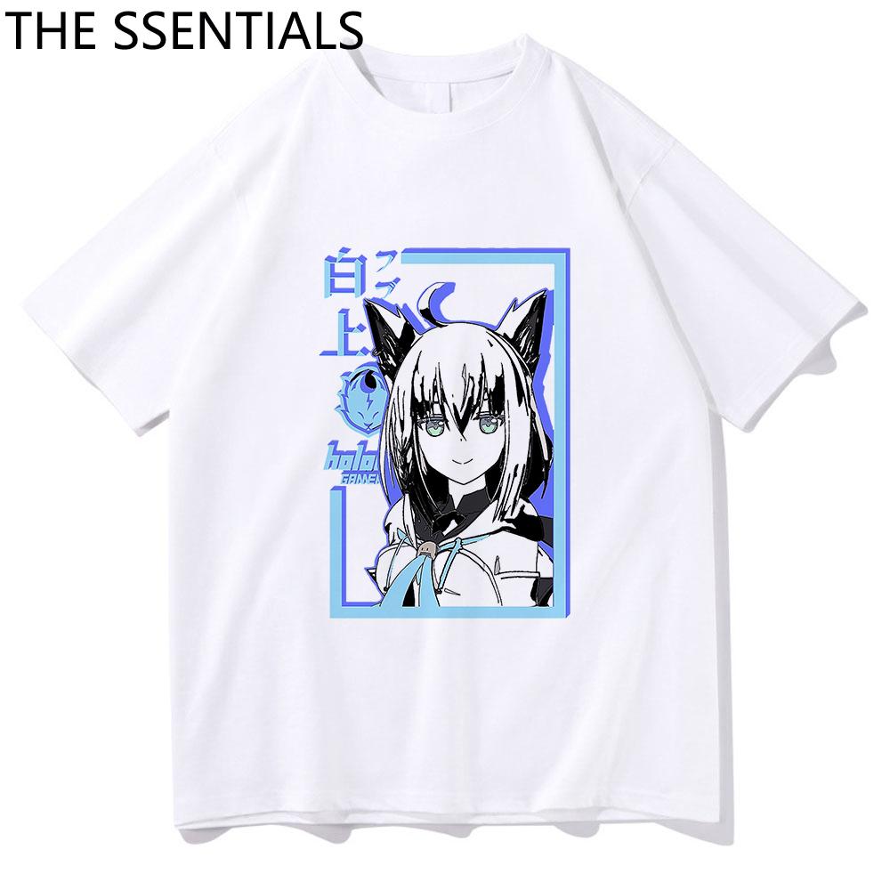 Hololive VTuber T-skjorte Unisex Harajuku tegneserie-grafikk-t-skjorter Unisex-tilfeldig bomullst-skjorte Herre Anime Kawaii Shirakami Fubuki T-skjorte