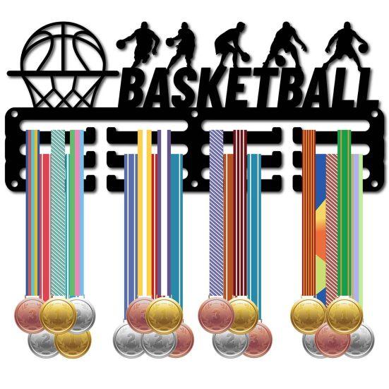 Stevige IJzeren Multifunctionele Haken Metalen Basketbal Medaillehouder, Kapstokrek, Wandmontage Prijs Displayrek Kamerdecoratie, Sport Thema Decoratie 3 Lijnen Ontwerp,