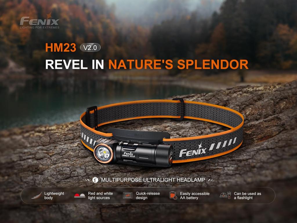 Fenix HM23 Max 300 AA Battery IP68 Dustproof and Perfect for Night and Camping V2.0 Headlamp, Lumens, Operated, Waterproof, Work, Hiking,